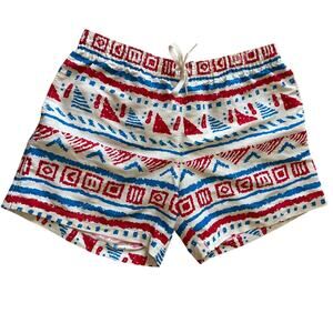 Chubbies Men's Red White Blue Geometric Print Swim Trunks Size Large